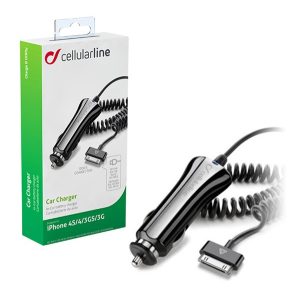 CELLULARLINE autós töltő (3.5W + fix 30 pin kábel, MA591G kompatibilis) FEKETE