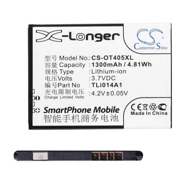 CAMERON SINO akku 1300mAh LI-ION (CAB60B0000C1/TLI014A1/TLI014A2 kompatibilis) Alcatel MPop (OT-5020D), Alcatel TPop (OT-4010D), Vodafone Smart Mini (VF875), Telenor Smart Touch Mini, Alcatel SPOP (OT-4030), Alcatel Fire (OT-4012), Vodafone Smart 4 