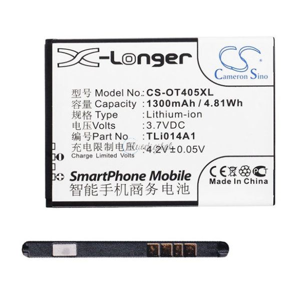 CAMERON SINO akku 1300 mAh LI-ION (CAB60B0000C1 / TLI014A1 / TLI014A2 kompatibilis) Alcatel Pop D3 (OT-4035D), Vodafone Smart 4 fun (VF685), Alcatel TPop (OT-4010D), Telenor Smart Touch Mini, Alcatel 