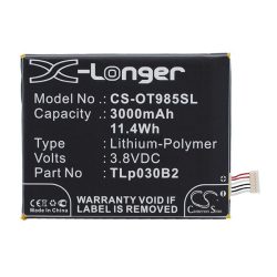   CAMERON SINO Li-Polymer akku (3.8V/3000mAh, Vodafone TLp030B2 kompatibilis) FEKETE T-Mobile by Move, Alcatel OT-990, Telenor One Touch, Alcatel OT-918D, Alcatel OT-918, Telenor One Touch C, Alcatel OT-903, Alcatel OT-985, Alcatel Pop C3 (OT-4033), Al