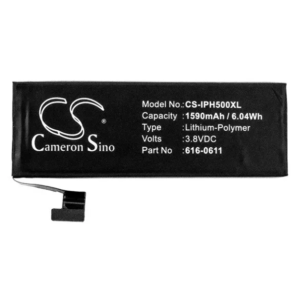 CAMERON SINO Li-Polymer akku (3.8V/1590mAh, Apple 616-0610 kompatibilis) FEKETE Apple iPhone 5