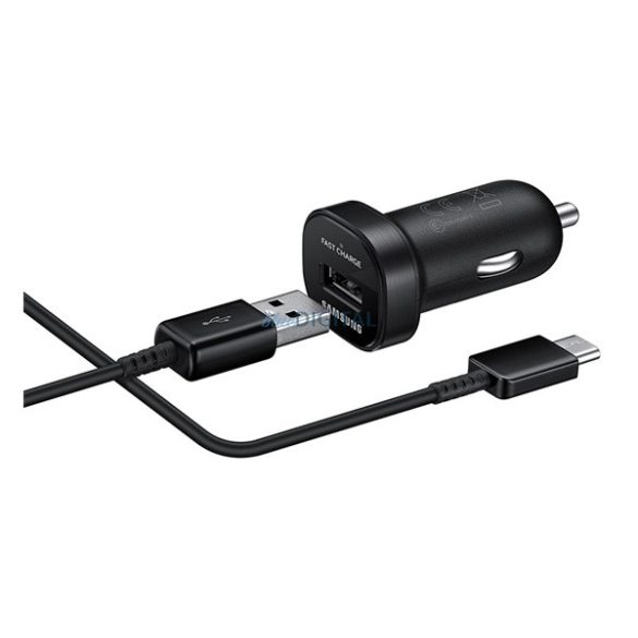 SAMSUNG autós töltő USB aljzat (18W, gyorstöltő + EP-DW700CBE Type-C kábel) FEKETE