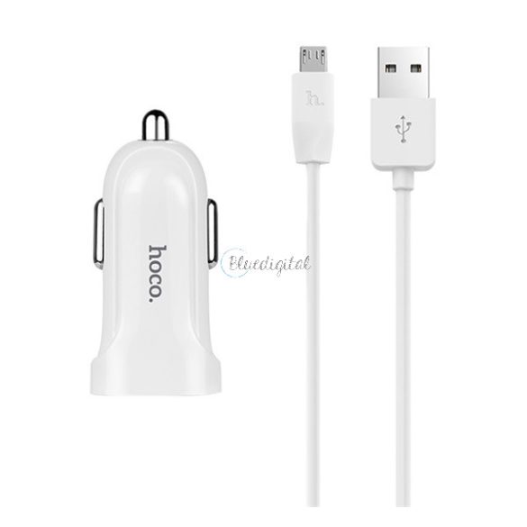 HOCO Z2 autós töltő USB aljzat (7.5W + microUSB kábel) FEHÉR