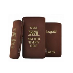 BUGATTI SLIMCASE álló univerzális tok, POUCH SL méret, WOOD