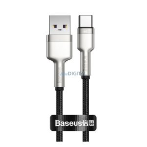 BASEUS CAFULE adatkábel (USB - Type-C, 11V / 6A, 66W, PD gyorstöltés támogatás, 25cm, cipőfűző minta) FEKETE