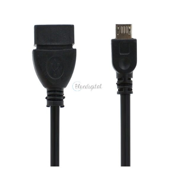 Adapter kábel (USB aljzat - microUSB, OTG, CA-157/ET-R205UBE kompatibilis) FEKETE