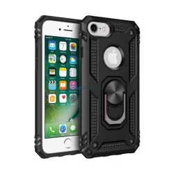   Defender szilikon telefonvédő (ütésállóság, tartógyűrű, mágneses, logó kivágás) FEKETE Apple iPhone 8 4.7, iPhone 7 4.7, iPhone SE 3 (2022)