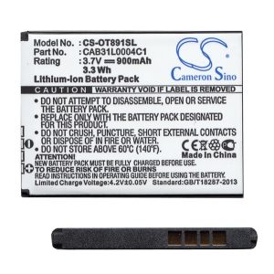 CAMERON SINO akku 900mAh LI-ION (CAB31L0000C1/CAB31L0004C1/CAB31L0001C1/CAB31L0000C2 kompatibilis) Alcatel OT-2004, Alcatel OT-2000, Alcatel OT-282, Alcatel OT-720, Alcatel OT-890, Vodafone 155, Vodafone 555