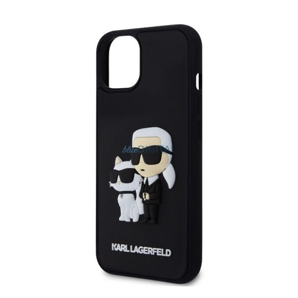 KARL LAGERFELD 3D RUBBER KARL AND CHOUPETTE szilikon telefonvédő (ütésállóság, légpárnás sarok, műanyag hátlap) FEKETE Apple iPhone 13