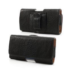   Tok fekvő, bőr hatású (univerzális, övre fűzhető, övcsipesz, 4.3" méret) FEKETE