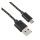 Adatkábel (USB - microUSB, 200cm, szőtt/cipőfűző) FEKETE