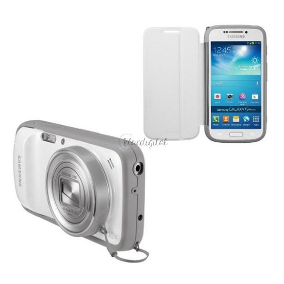 SAMSUNG tok álló, műanyag keret (FLIP, objektívhez porvédő) FEHÉR Samsung Galaxy S4 Zoom (SM-C101)