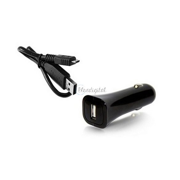 ALCATEL autós töltő USB aljzat (5W + DC53 microUSB kábel) FEKETE