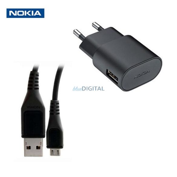 MICROSOFT hálózati töltő USB aljzat (5V/1.5A, gyorstöltő + CA-190CD microUSB kábel) FEKETE