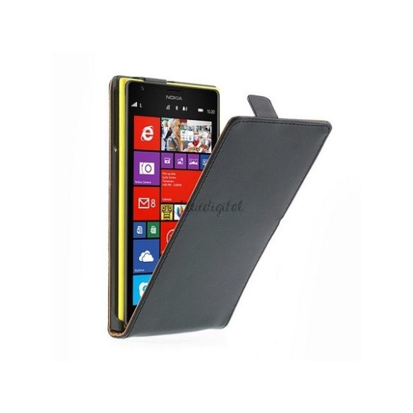 Tok álló, bőr hatású (FLIP, lefelé nyíló) FEKETE Nokia Lumia 1520
