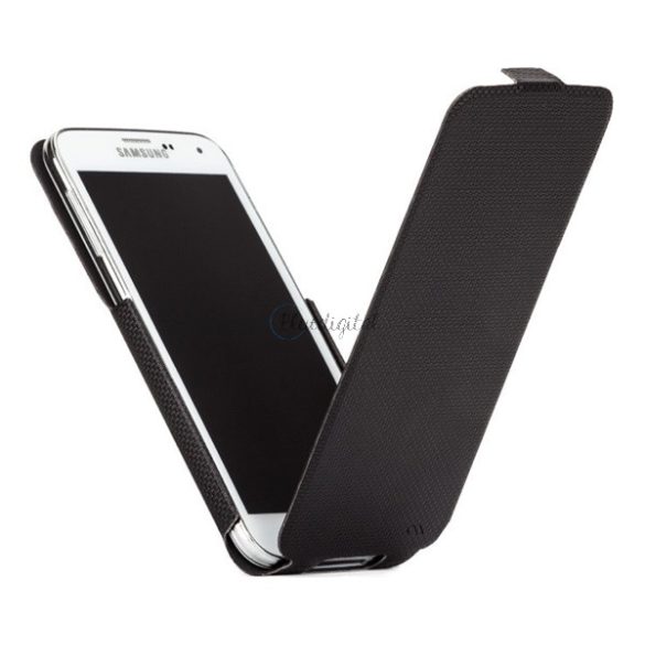 CASE-MATE tok álló (FLIP, textil minta) SLIM FLIP - FEKETE Samsung Galaxy S5 (SM-G900)