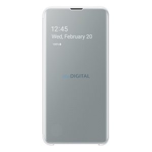 SAMSUNG tok álló (aktív FLIP, oldalra nyíló, átlátszó előlap) FEHÉR Samsung Galaxy S10e (SM-G970)