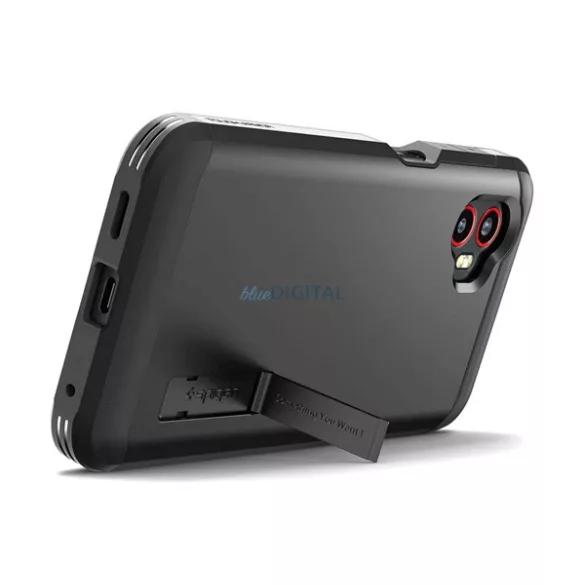 SPIGEN TOUGH ARMOR szilikon telefonvédő (ütésállóság, kitámasztó) FEKETE Samsung Galaxy Xcover 7 Pro (SM-G766)