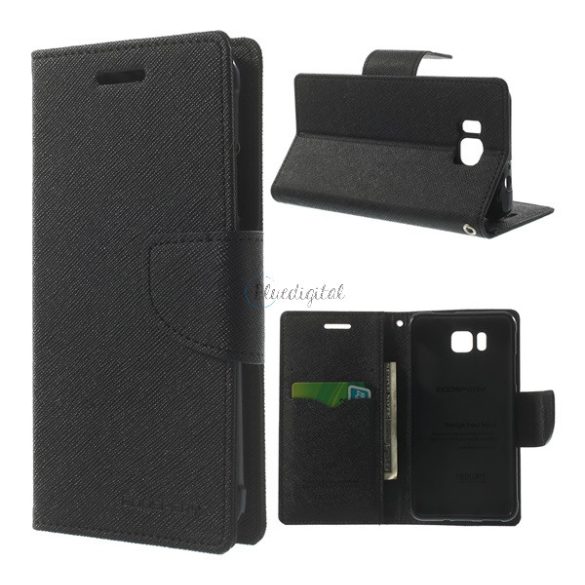 MERCURY Fancy Diary tok álló, bőr hatású (FLIP, oldalra nyíló, bankkártya tartó, asztali tartó funkció) FEKETE Samsung Galaxy Alpha (SM-G850)