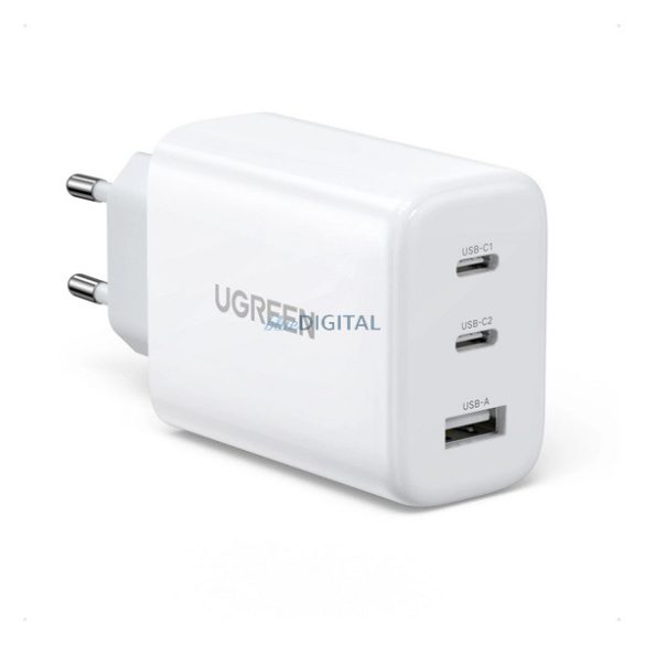 UGREEN CD275 hálózati töltő USB+2 Type-C aljzat (65W, PD gyorstöltő 4.0) FEHÉR