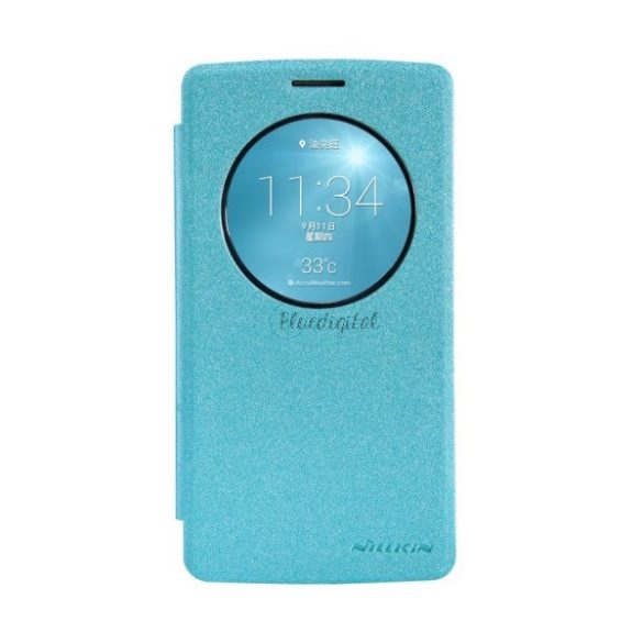 NILLKIN SPARKLE műanyag telefonvédő (mikroszálas bőr hatású aktív FLIP, oldalra nyíló) VILÁGOSKÉK LG G3 S (D722)