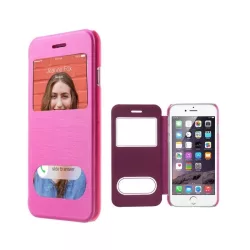   Tok álló, bőr hatású (FLIP, oldalra nyíló, átlátszó hátlap, hívószámkijelzés, S-View Cover) MAGENTA Apple iPhone 6 4.7, Apple iPhone 6S 4.7