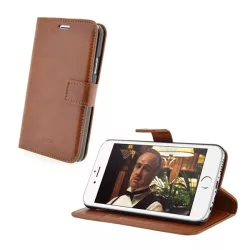   4-OK tok álló, bőr hatású (FLIP, oldalra nyíló, bankkártya tartó, asztali tartó funkció) BARNA Apple iPhone 6 Plus 5.5, Apple iPhone 6S Plus 5.5