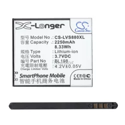   CAMERON SINO Li-Ion akku (3.7V/2000mAh, Lenovo BL198 kompatibilis) FEKETE Lenovo A859