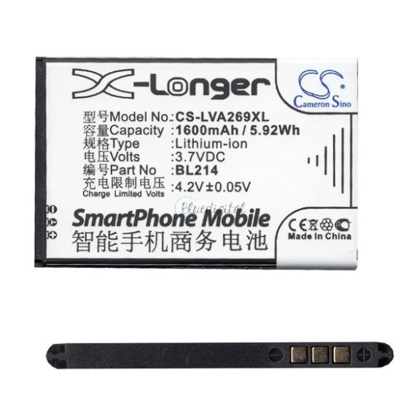 CAMERON SINO Li-Ion akku (3.7V/1600mAh, Lenovo BL203 kompatibilis) FEKETE Lenovo A369i