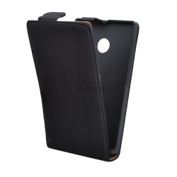   Tok álló, bőr hatású (FLIP, lefelé nyíló, szilikon tartó) FEKETE Microsoft Lumia 532, Microsoft Lumia 532 Dual Sim
