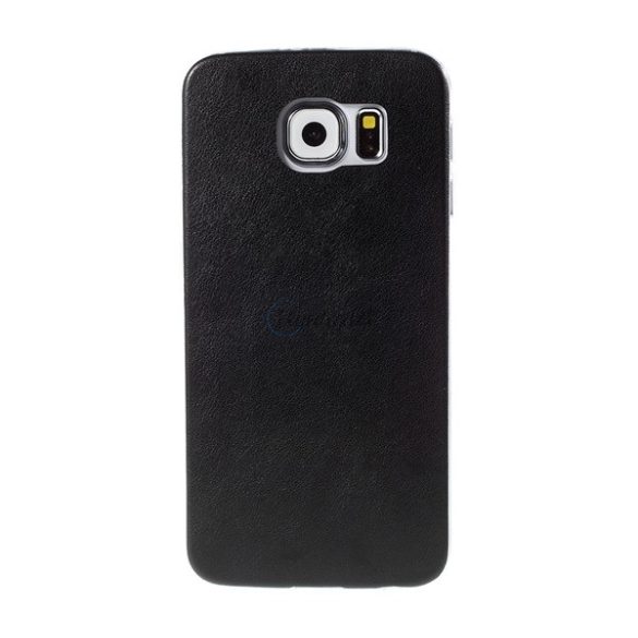 Szilikon telefonvédő (ultravékony, bőr hatású) FEKETE Samsung Galaxy S6 (SM-G920)