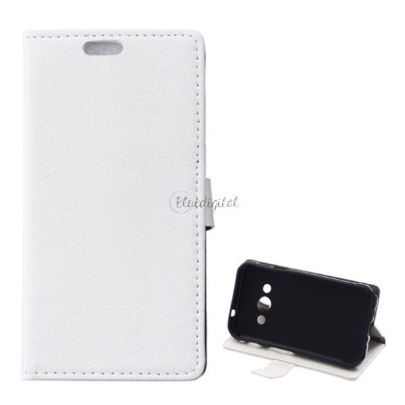 Tok álló, bőr hatású (FLIP, oldalra nyíló, asztali tartó funkció, prémium) FEHÉR Samsung Galaxy Xcover 3 (SM-G388)