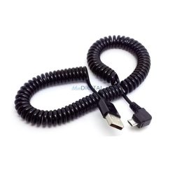 Adatkábel (microUSB, 300cm, spirálkábel) FEKETE