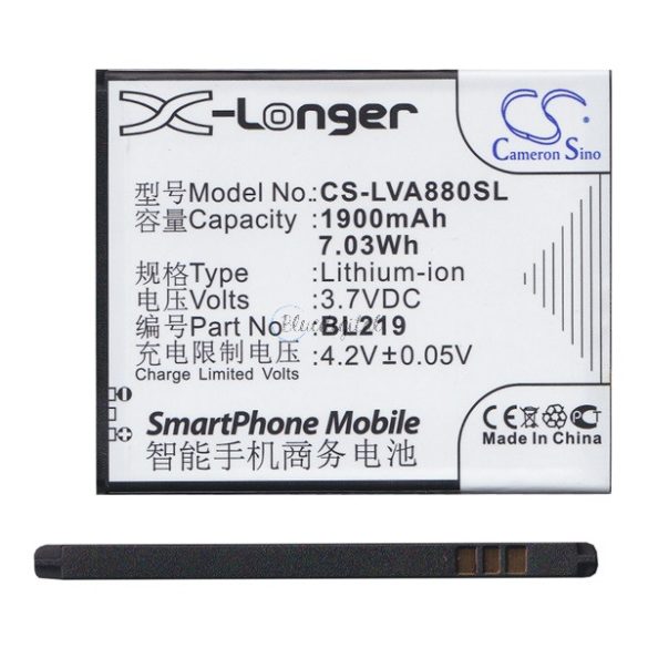 CAMERON SINO Li-Ion akku (3.7V/1900mAh, Lenovo BL219 kompatibilis) FEKETE 