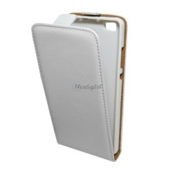  Tok álló, bőr hatású (FLIP, lefelé nyíló, szilikon tartó) FEHÉR Huawei P8 Lite