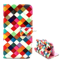   Tok álló, bőr hatású (FLIP, oldalra nyíló, asztali tartó funkció, kockás) SZÍNES Samsung Galaxy S5 (SM-G900)