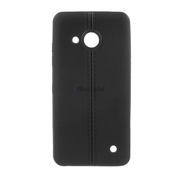 Szilikon telefonvédő (bőr hatású, varrás minta) FEKETE Microsoft Lumia 550