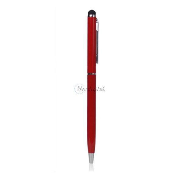 Érintőképernyő ceruza 2in1 (univerzális, toll, kapacitív érintőceruza, 13cm) PIROS