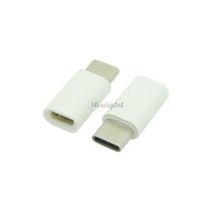 Adapter (microUSB aljzat - Type-C, adatátvitel és töltés) FEHÉR