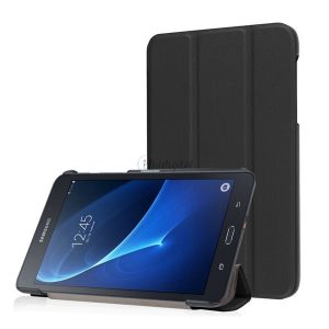 Tok álló, bőr hatású (FLIP, oldalra nyíló, TRIFOLD, asztali tartó) FEKETE Samsung Galaxy Tab A 7.0 WIFI (SM-T280), Samsung Galaxy Tab A 7.0 LTE (SM-T285)