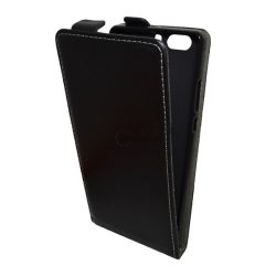   Tok álló, bőr hatású (FLIP, lefelé nyíló, szilikon tartó) FEKETE Huawei P9 Plus