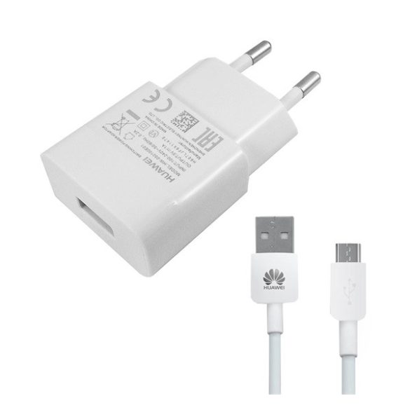 HUAWEI HW-050100E01W hálózati töltő USB aljzat (5W + microUSB kábel) FEHÉR