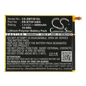 CAMERON SINO Li-Polymer akku (3.8V/5000mAh, Samsung EB-BT561ABA kompatibilis) FEKETE Samsung Galaxy Tab E 9.6 WIFI (SM-T560), Samsung Galaxy Tab E 9.6 3G (SM-T561)