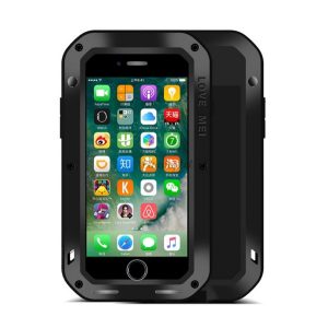 LOVE MEI Powerful defender telefonvédő (fém keret, extrém ütésálló, cseppálló, porálló + Gorilla Glass üveg) FEKETE Apple iPhone 7 4.7, Apple iPhone 8 4.7, Apple iPhone SE 2 (2020), Apple