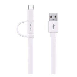  HUAWEI adatkábel (USB - microUSB/Type-C, csak töltés, lapos kábel, 150cm) FEHÉR 