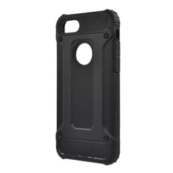   Defender műanyag telefonvédő (közepesen ütésálló, szilikon belső, fémhatás, logó kivágás) FEKETE Apple iPhone 7 4.7, Apple iPhone 8 4.7