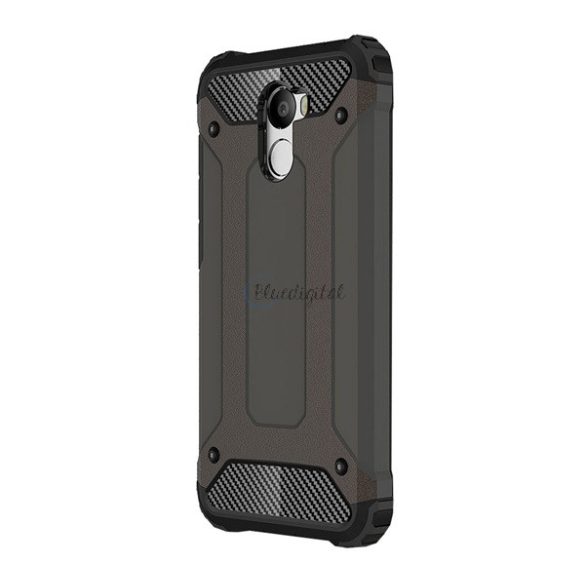 Defender műanyag telefonvédő (közepesen ütésálló, légpárnás sarok, szilikon belső, fémhatás) BARNA Xiaomi Redmi 4