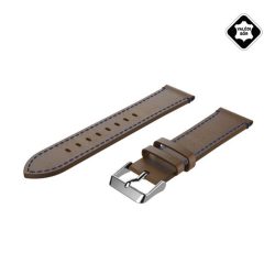   Pótszíj (univerzális, 20mm, valódi bőr, levarrt szél) VILÁGOSBARNA Huawei Watch GT 2 42mm, Samsung Galaxy Watch Active 2 44mm (SM-R820N), Samsung Galaxy Watch Active 2 40mm (SM-R830N)