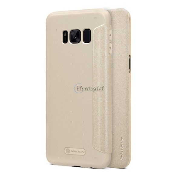 NILLKIN SPARKLE műanyag telefonvédő (mikroszálas bőr hatású FLIP, oldalra nyíló) ARANY Samsung Galaxy S8 Plus (SM-G955)