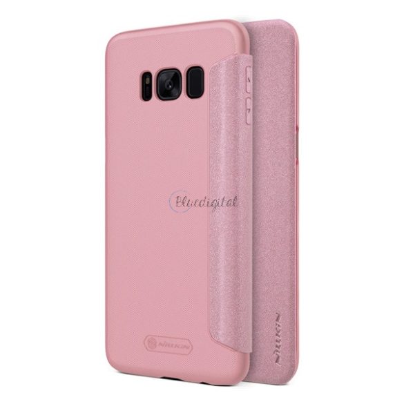 NILLKIN SPARKLE műanyag telefonvédő (mikroszálas bőr hatású FLIP, oldalra nyíló) RÓZSASZÍN Samsung Galaxy S8 Plus (SM-G955)